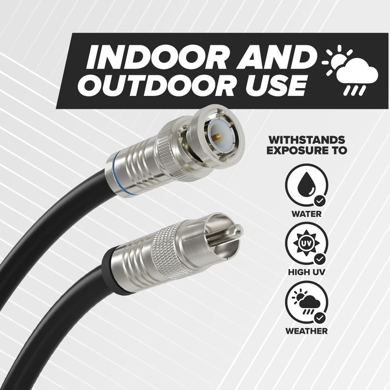 THE CIMPLE CO 25 FT BNC to RCA RG6 Cable - Male BNC to Male RCA Cable - 75 Ohm Coaxial, 50/75 Ohm Connectors, SDI, HD-SDI, CCTV, Camera - Black, 25 ft (7 Meters) - Image 3